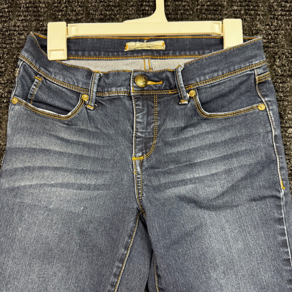 Free People Dark Wash Skinny Jeans Size 27 Whiskered Stretch Denim F19